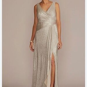 Oleg Cassini Elegant Silver Evening Gown Mother of the Bride Evening, Or Prom✨